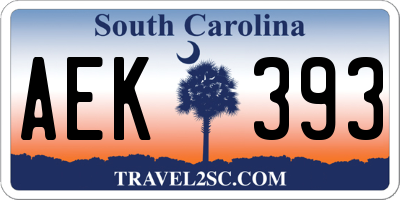 SC license plate AEK393