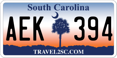 SC license plate AEK394