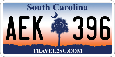 SC license plate AEK396