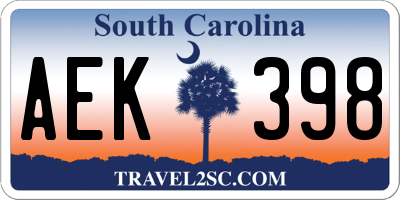 SC license plate AEK398
