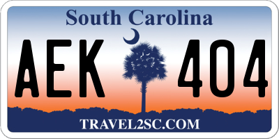 SC license plate AEK404