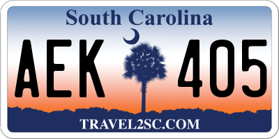 SC license plate AEK405