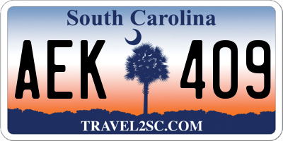 SC license plate AEK409