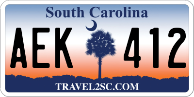 SC license plate AEK412