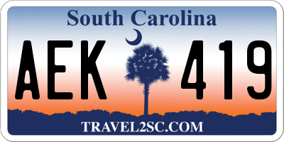 SC license plate AEK419