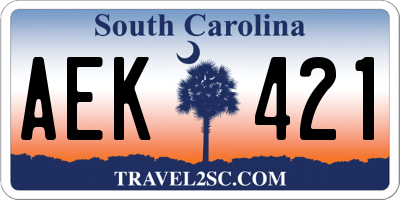 SC license plate AEK421