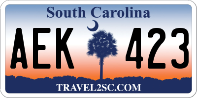 SC license plate AEK423