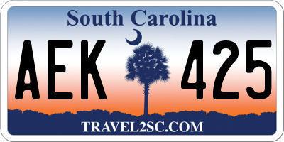 SC license plate AEK425