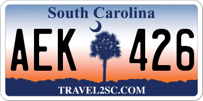 SC license plate AEK426