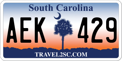 SC license plate AEK429
