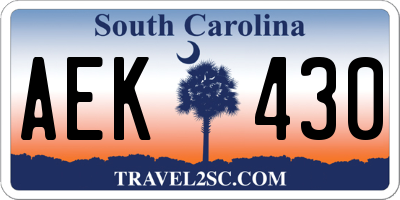 SC license plate AEK430