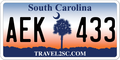 SC license plate AEK433