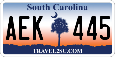 SC license plate AEK445