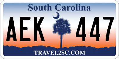 SC license plate AEK447
