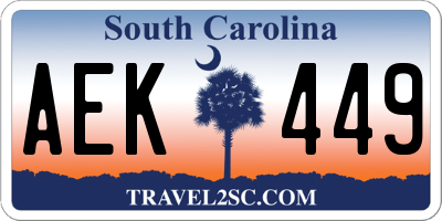 SC license plate AEK449