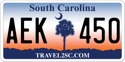 SC license plate AEK450