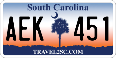 SC license plate AEK451