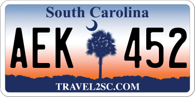 SC license plate AEK452