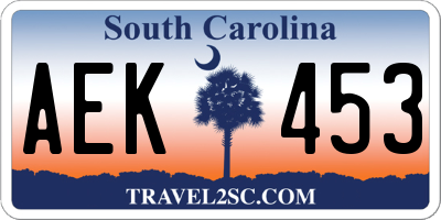 SC license plate AEK453