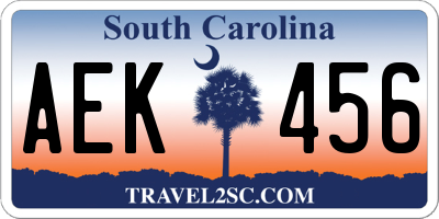 SC license plate AEK456