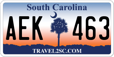 SC license plate AEK463
