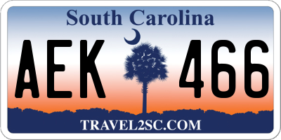 SC license plate AEK466