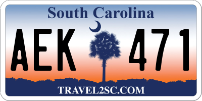 SC license plate AEK471