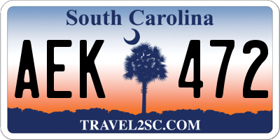SC license plate AEK472