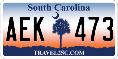 SC license plate AEK473