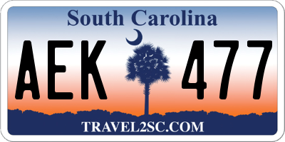 SC license plate AEK477