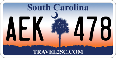 SC license plate AEK478