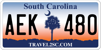 SC license plate AEK480