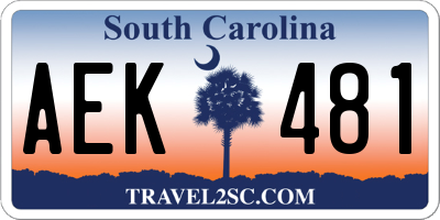 SC license plate AEK481