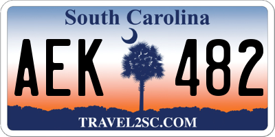SC license plate AEK482