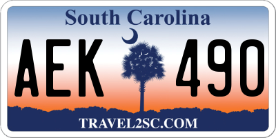 SC license plate AEK490