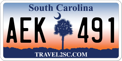 SC license plate AEK491