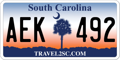 SC license plate AEK492