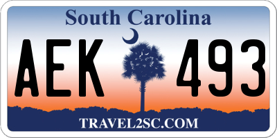 SC license plate AEK493