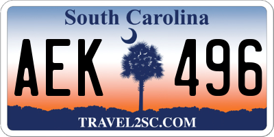 SC license plate AEK496