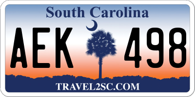 SC license plate AEK498