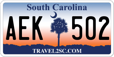 SC license plate AEK502