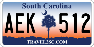 SC license plate AEK512