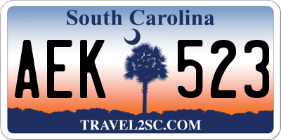 SC license plate AEK523