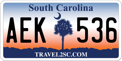 SC license plate AEK536