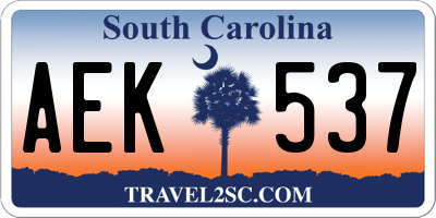 SC license plate AEK537