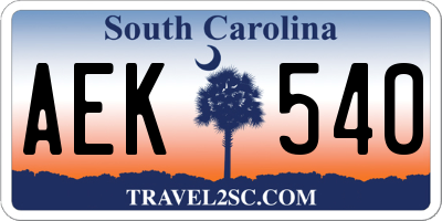 SC license plate AEK540