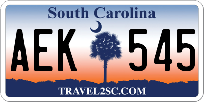SC license plate AEK545