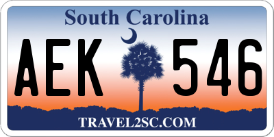 SC license plate AEK546