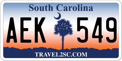 SC license plate AEK549