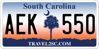 SC license plate AEK550